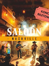 Zdjęcie przedstawia wnętrze tętniącego życiem salonu o tematyce nawiązującej do Nashville. Salon jest przytulnie oświetlony ciepłym światłem, tworzącym zapraszającą atmosferę. W centrum znajduje się zespół z kilkoma muzykami grającymi na instrumentach, prawdopodobnie wykonujący muzykę country zważając na tematykę Nashville. Muzycy i niektórzy z klientów noszą kapelusze kowbojskie, dodając do zachodniego klimatu. Na stolikach siedzą ludzie, niektórzy piją i bawią się podczas występu.