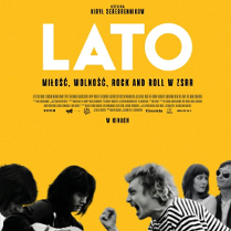 Żółty plakat filmowy. Na dole czarno-białe wycięte sylwetki bohaterów filmu.