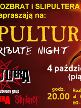 Na czerwonym tle żółte i białe napisy informujące o wydarzeniu.