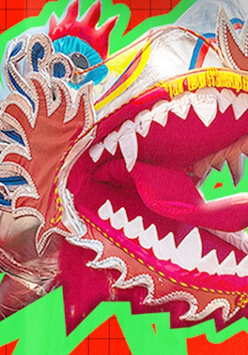 Kolorowa głowa smoka.
