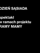 Plakat wydarzenia - tytuł spektaklu na czarnym tle.