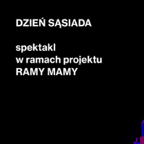 Plakat wydarzenia - tytuł spektaklu na czarnym tle.