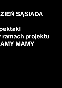 Plakat wydarzenia - tytuł spektaklu na czarnym tle.