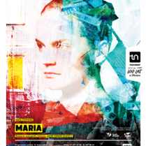 Plakat z informacjami o spektaklu i zdjęcie twarzy młodej kobiety, patrzącej w bok.