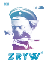 Plakat - zdjęcie twarzy mężczyzny lub kilku mężczyzn podzielone na kilka pasków.