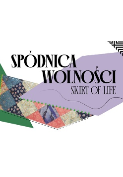 Skrawki materiałów i tytuł wydarzenia.