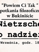 Plakat, na janym tle, czarne napisy ifnormujące o wydarzniu.