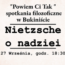Plakat, na janym tle, czarne napisy ifnormujące o wydarzniu.