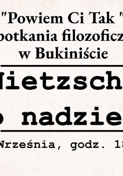 Plakat, na janym tle, czarne napisy ifnormujące o wydarzniu.