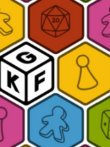 Kolorowe sześciokąty, stykają się ze sobą tworząc obraz, pośrodku jeden biały z literami K, G i F.