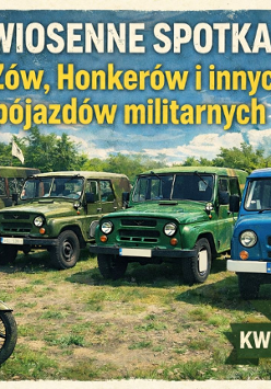 Stare pojazdy wojskowe, informacje o spotkaniu ich miłośników.