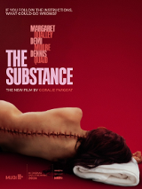 Plakat filmowy, naga kobieta leży plecami do odbiorcy, na jej kręgosłupie widać zszytą ciętą ranę.