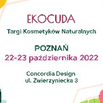 Obrazek ma za zadanie promować Targi kosmetyków ekologicznych Ekocuda. Znajduje się na nim napis o takiej treści oraz kilka informacji dotyczących lokalizacji i czasu trwania wydarzenia.