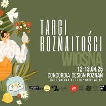 Na banerze dominuje stylowa, wiosenna grafika - kobieta w białej, zwiewnej bluzce trzymająca wazon z kwiatami, otoczona roślinnością, cytryną, słoiczkiem z napisem "lemon" i pomarańczą. Obok niej unosi się biały ptak, a całość kompozycji podkreśla lekkość i świeżość nadchodzącej wiosny. Po prawej stronie umieszczono nazwę wydarzenia i szczegóły organizacyjne.