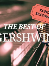 Zdjęcie klawiszy fortepianu, przed którymi stoi mikrofon. Na zdjęciu napis The Best of Gershwin, konceret biletowany.