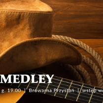 Skórzany, brązowy kapelusz obok gitara i sznur. U dołu napisy, które informują o wydarzeniu.