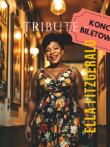 Zdjęcie, piosenkarka w kwiecistej sukience stoi w holu. Na ścianach wiszą obrazy. Na zdjęciu napisy informujace o wydarzeniu.