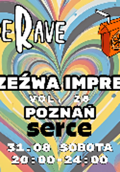 Plakat, wielokolorowe serce, dookoła balony, napisy informujące o wydarzeniu.