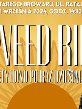 akat, w cetralnej część duży napis Tweed Ride, stylowo po raz dziesiąty, po prawej stronie zdjęcie kobiety w eleganckim stroju, która opiera się o rower. Dookoła napisy informujące o wydarzeniu oraz loga organizatorów.