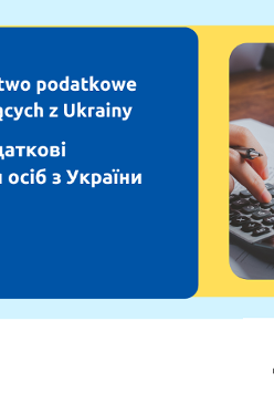 Grafika promocyjna konsultacji "UA Bezpłatne doradztwo podatkowe dla osób pochodzących z Ukrainy"