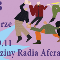 Kolorowa grafika przedstawia roztańczone osoby, z boku napis 35 lat w eterze.