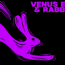 Fioletowy rysunek królika, informacje o koncercie zespołów Venus Eclipse i Rabbithole.