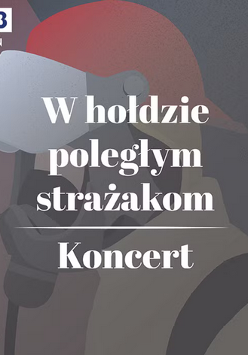 Poster przedstawia strażaka w nowoczesnej grafice. Tło jest szare - przypominające dym. W centrum znajduje się napis z nazwą koncertu.