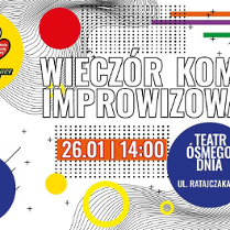 Kolorowa grafika z napisami informującymi o wydarzeniu (tytuł, data i miejsce).