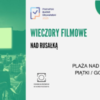 Informacje o pokazie plenerowym filmów nad jeziorem Rusałka.