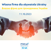 Grafika promocyjna bezpłatnego szkolenia pod tytułem Własna firma dla obywatela Ukrainy, Szkolenie odbędzie się 11 października 2023 r. w godzinach 10:00-12:00. Szkolenie poprowadzi pracownik Wydziału Działalności Gospodarczej i Rolnictwa.