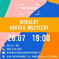 Grafika, kolorowe falujące tło a na niej napisy, które informują o wydarzeniu.