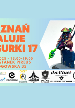 Informacje o wspólnym malowaniu figurek i partnerach wydarzenia, po prawej zdjęcie pomalowanej figurki.