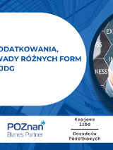 Grafika Promocyjna informująca o szkoleniu pt. Wybór formy opodatkowania, zasady, zalety i wady różnych form podatkowych w JDG. Na obrazku widnieje w okręgu zdjęcie gdzie pisze TAX i jest to wskazywane przez pana ręką