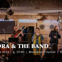 Na scenie zespół składający się z kobiety i czterech mężczyzn. Występują na scenie w drewnianym domu, sufit jest oświetlony lampkami.