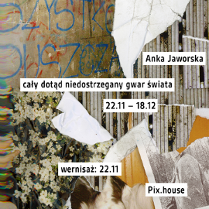 Plakat ma estetykę kolażową - widać na nim różne elementy nałożone warstwowo, takie jak motywy kwiatowe, podarte fragmenty papieru, pionowe metalowe pręty oraz abstrakcyjne zniekształcenia wizualne. Tytuł i szczegóły wydarzenia umieszczono w prostych, białych polach, co wyróżnia je na tle kolażu.