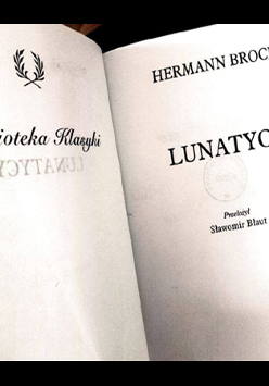 Strona tytułowa "Lunatyków"