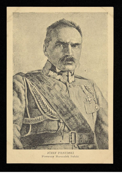 Pocztówka z wizerunkiem Józefa Piłsudskiego, ze zbiorów Biblioteki Narodowej.