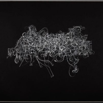 Rysunek złożony z białych linii na czarnym tle