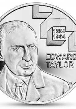Na zdjęciu moneta z podobizną prof. Edwarda Taylora.