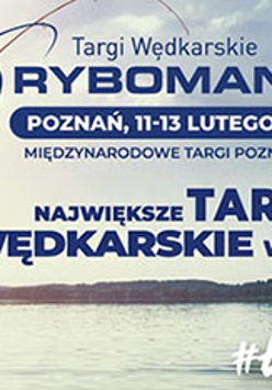 Zdjęcie rybaka z umieszczonym logiem Rybomanii