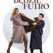 Plakat koncertu "Jutro będzie futro" przedstawiający dwie kobiety szarpiące się o koc