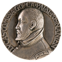 Zdjęcie medalu Łukasz Górka, 1571 (odlew XIX-wieczny), artysta nieokreślony, srebro, lany, śr. 42 mm, waga 28,44 g (awers).