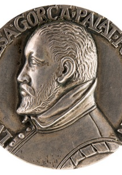 Zdjęcie medalu Łukasz Górka, 1571 (odlew XIX-wieczny), artysta nieokreślony, srebro, lany, śr. 42 mm, waga 28,44 g (awers).