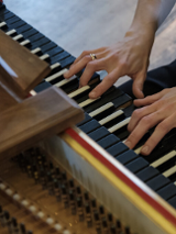 Zdjęcie fragmentu instrumentu klawiszowego.