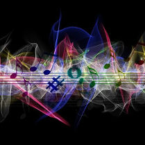 Świetliste nuty na pięciolini.