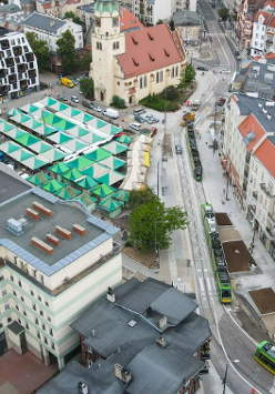 Na zdjęciu Rynek Wildecki z lotu ptaka.