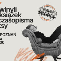 W prawej części grafiki biało-czarne zdjęcie kobiety rozłożonej wygodnie w fotelu, po lewej napisy informujące o wydarzeniu.