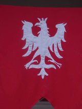 Na zdjęciu flaga powstańcza.