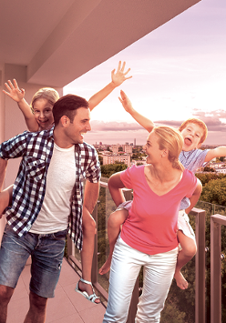 zdjęcie rodziny na balkonie