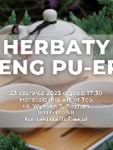 Zdjęcie przedstawia dwie filizanki herbaty oraz imbryk na tacce w plenerze.Na zdjęciu znajdują się informacje opisane w opisie wydarzenia.